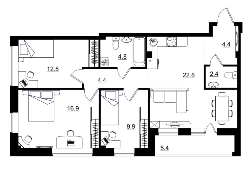 планировка квартиры 81 м2